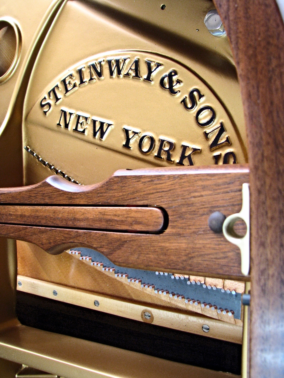  Steinway &amp; Sons walnut Model M plate finish. 2015. 