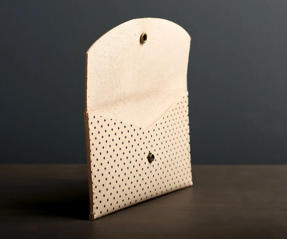 handmade leather envelope clutch