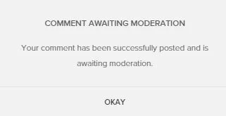 Escape has an approval process for comments to reduce spamming.