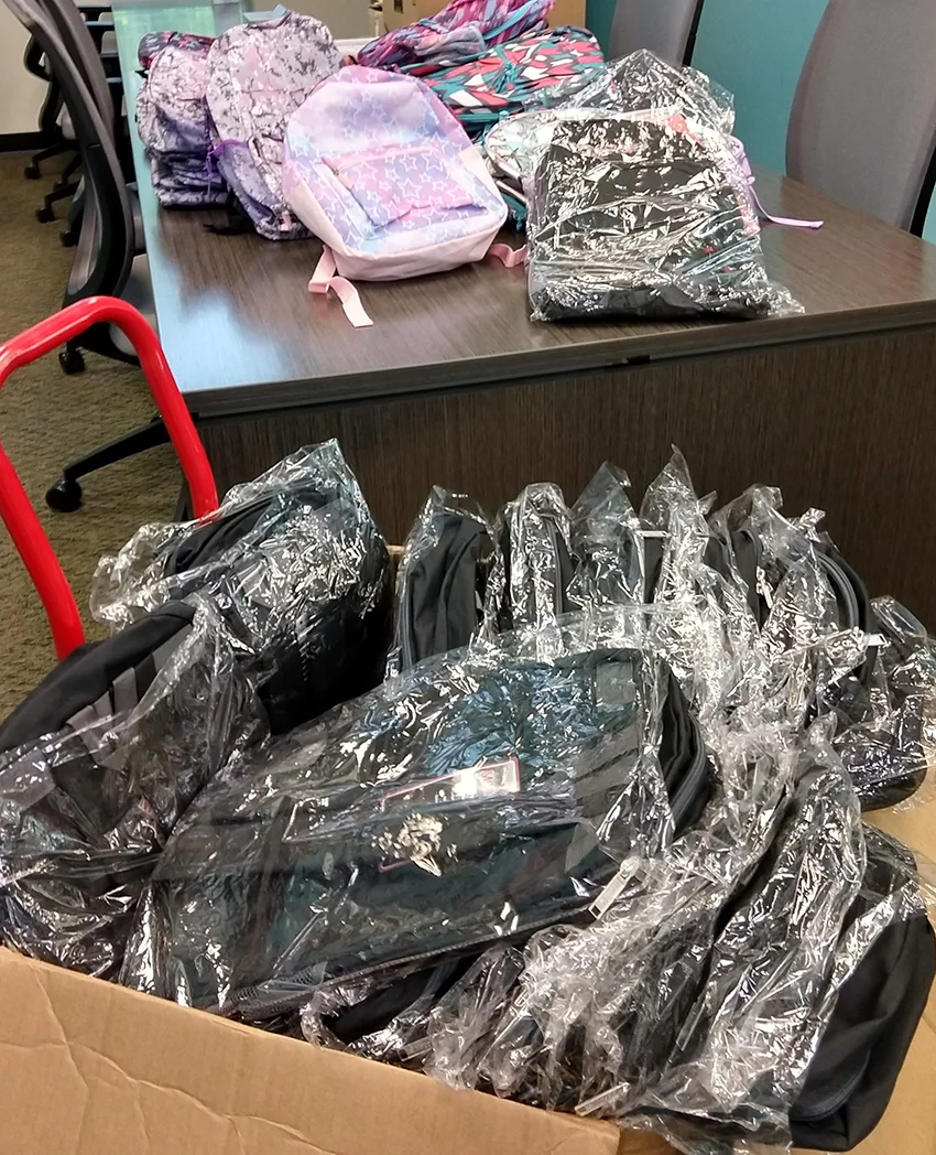 Escape collected the backpacks at our offices.