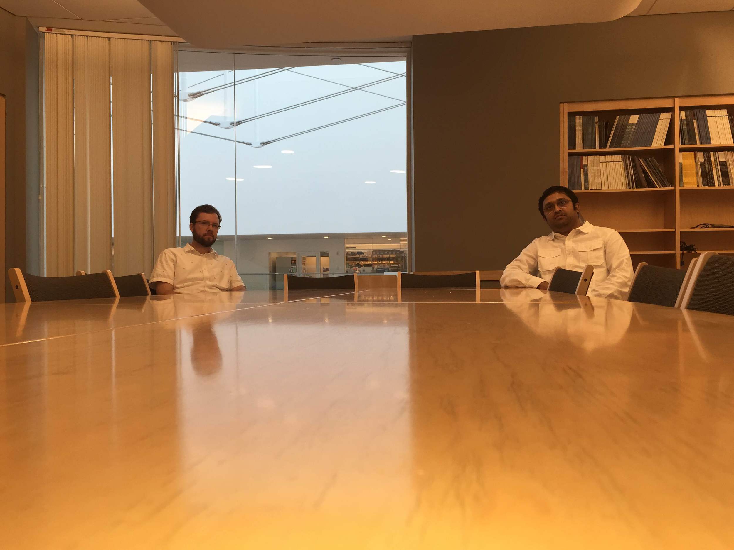 The smallest lab meeting either one of us have ever attended.