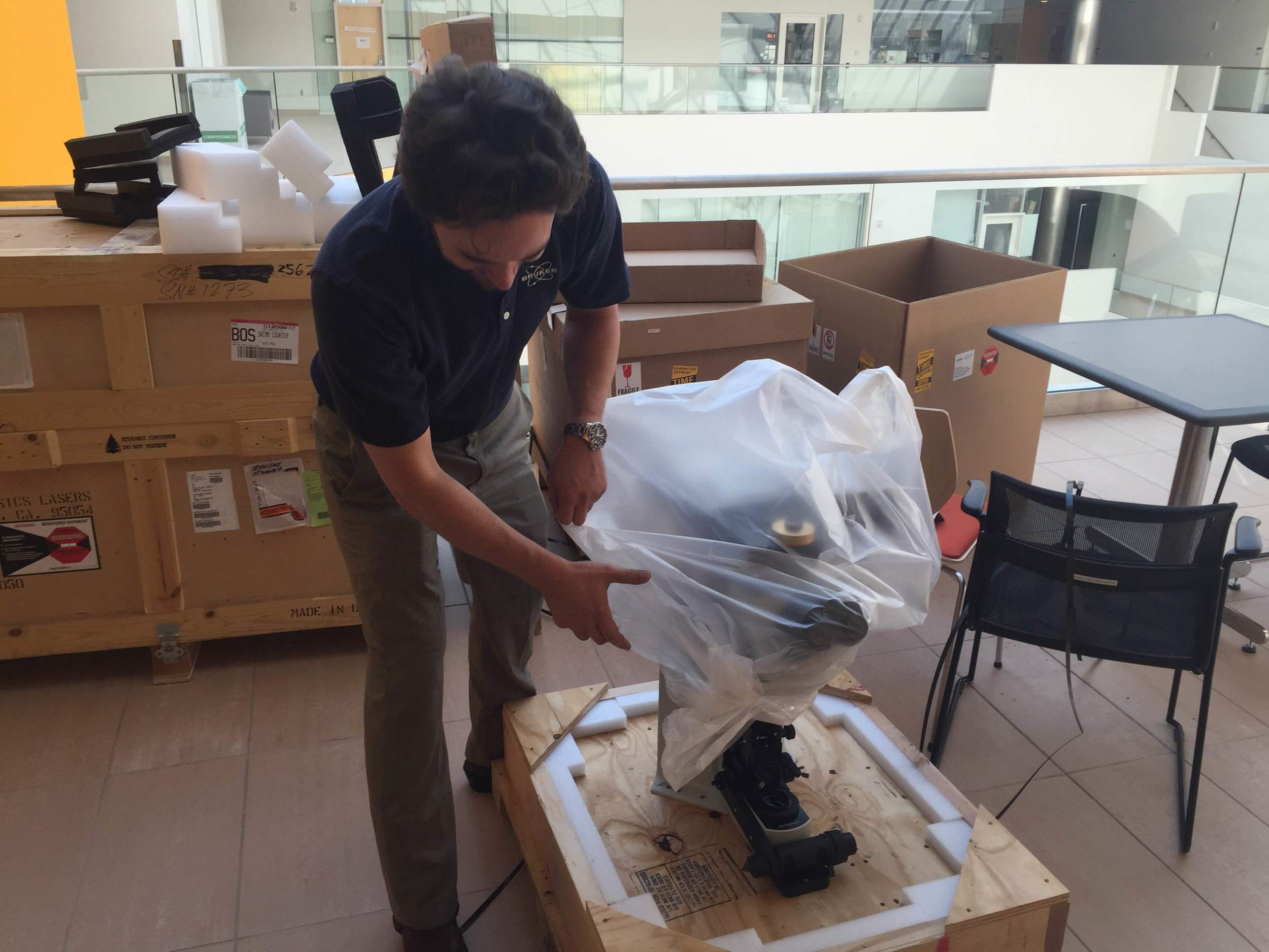 Uncrating the scope.