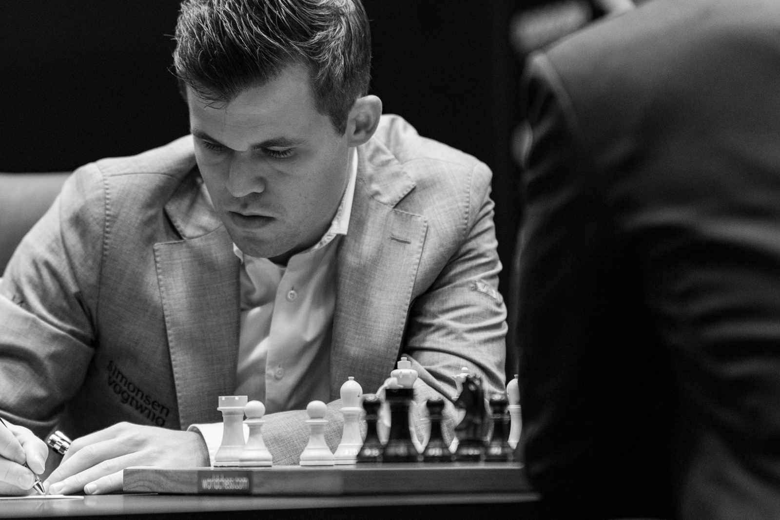 I had the wonderful opportunity to photograph the opening weekend of the 2018 Fide World Chess Championship . It pitted challenger Fabiano Caruana against reigning world champion Magnus Carlsen (champion since 2013). The initial game photos were taken inside the soundproof booth, where press are only allowed to shoot for the first move.