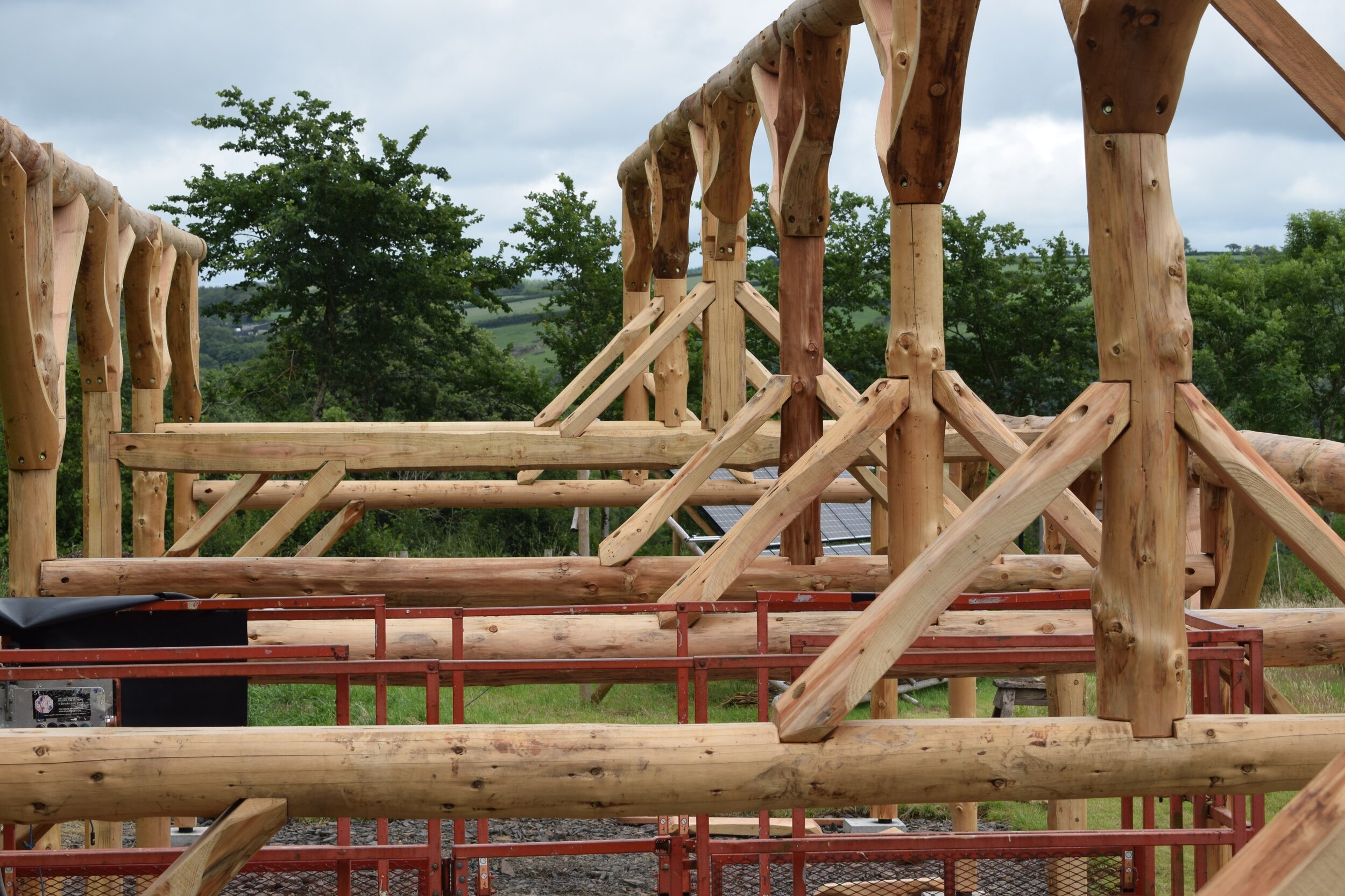 Roundwood Design timber frame Pembrokeshire Timber framing Larch Bristol Eco Self build Round pole Carpentry Oak Frame 1.JPG