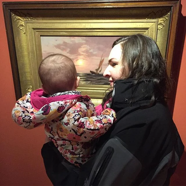 You’re never too young to start appreciating art. Nora had her first gallery experience today. I haven’t gotten to make much art these past months as I learn how to manage life with a little one, but we plan on spending a lot of our summer outside appreciating and painting this beautiful state of Vermont. In the mean time, I’m getting my home studio space set up right to get something out of the last of this winter. #babylovesart #painting