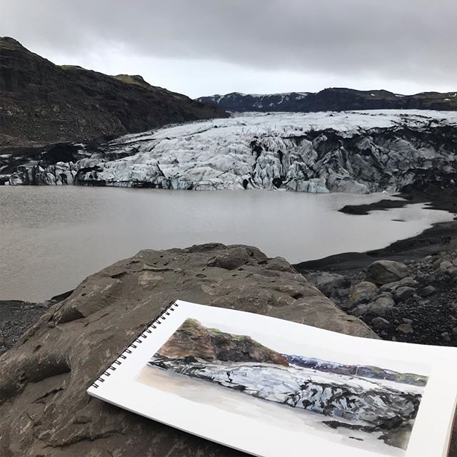 Painting Glaciers is hard. My husband and I are expecting our second child in August and decided to take a little “babymoon” to Iceland, in between soaks in hot springs I was able to paint this one painting of a glacier from life. Such a beautiful challenge.