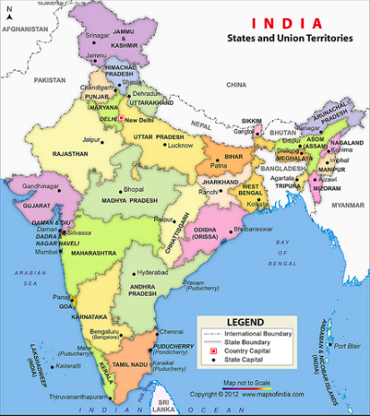 The map of India