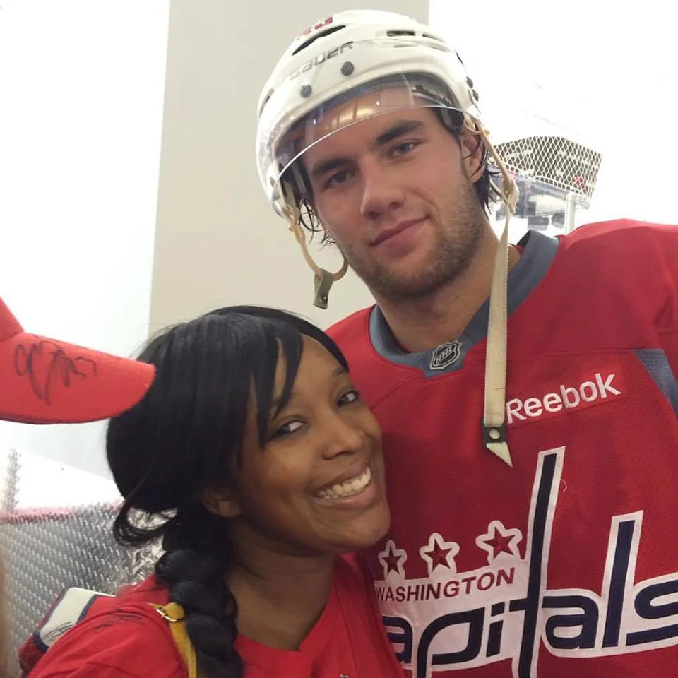 Fatou and her new fiance! !! Just Kidding it's Washington Capitals' Tom Wilson, Fatou's fav Canadian. 