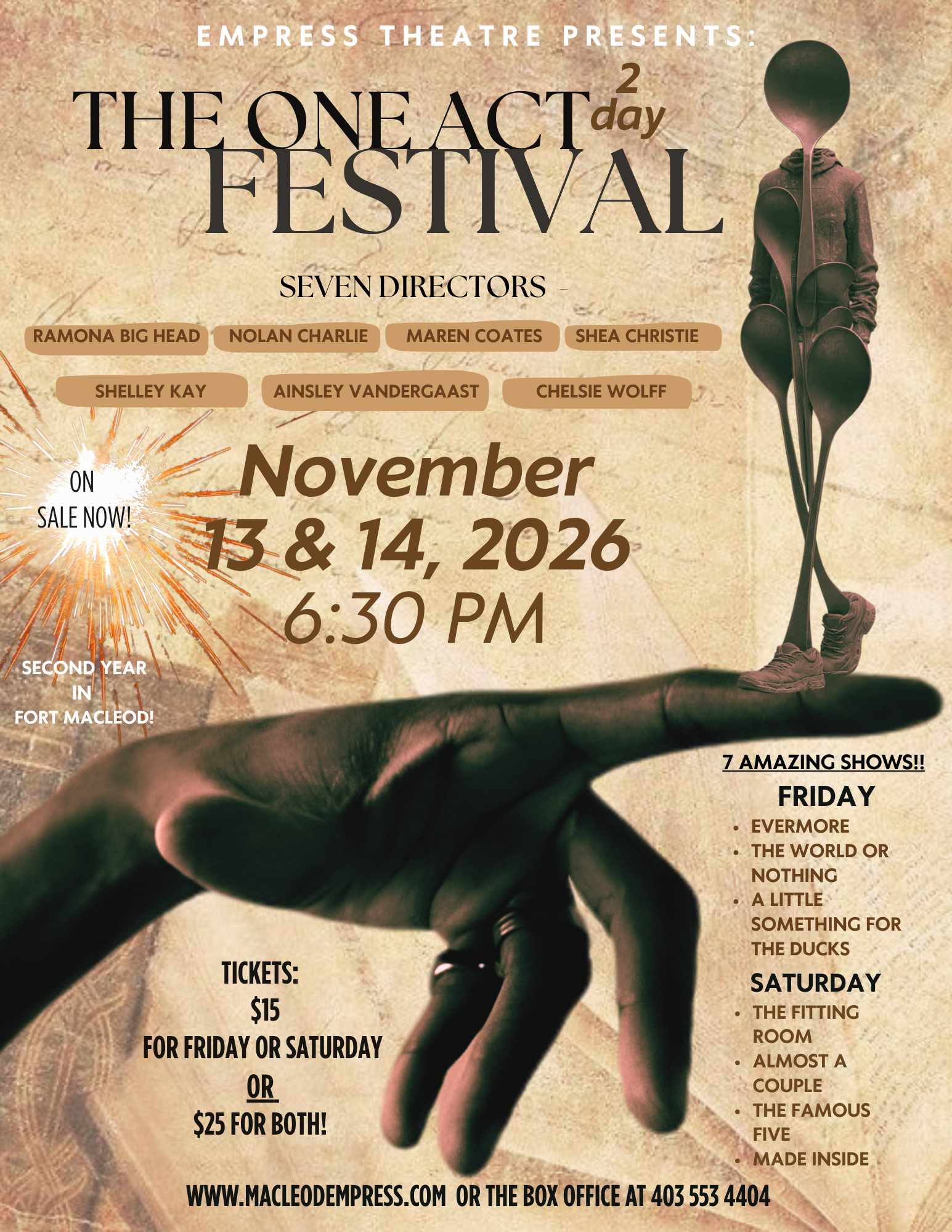 ONE-ACT PLAY FESTIVAL - NOVEMBER 13TH-14TH, 2026 - @6:30PM