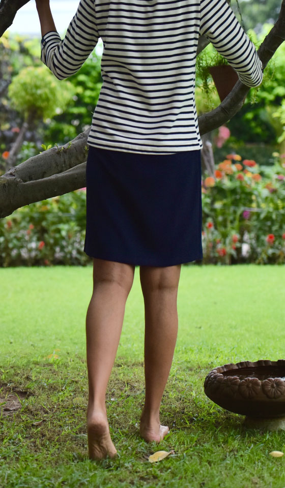 Back side of my Zara striped navy dress, image©gunjanvirk