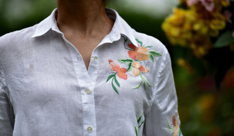 My JJill embroidered linen big shirt. Image©gunjanvirk