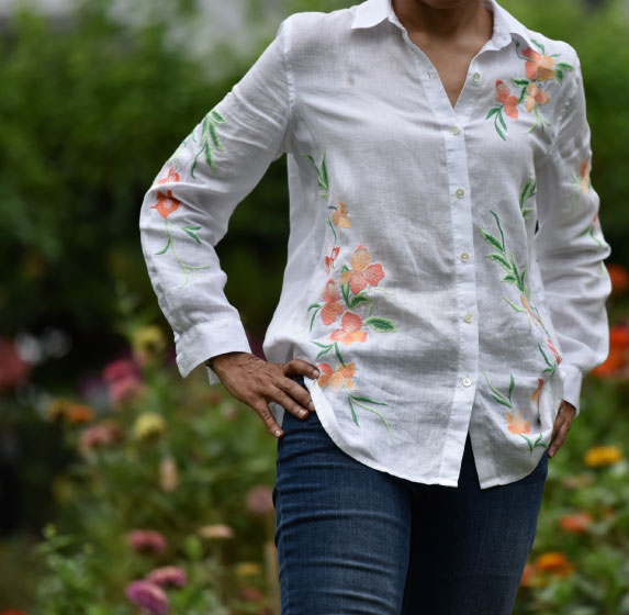 My Jjill linen big shirt and Jjill slim ankle jeans, image©gunjanvirk