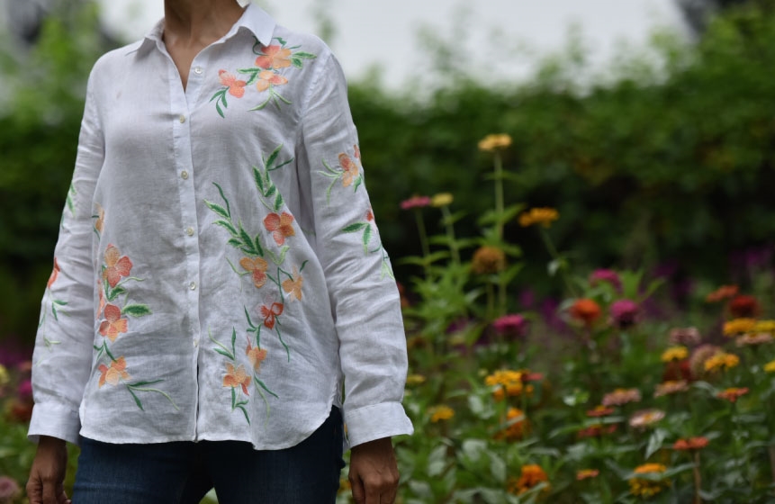 My beautifully embroidered JJill linen big shirt! Image©gunjanvirk