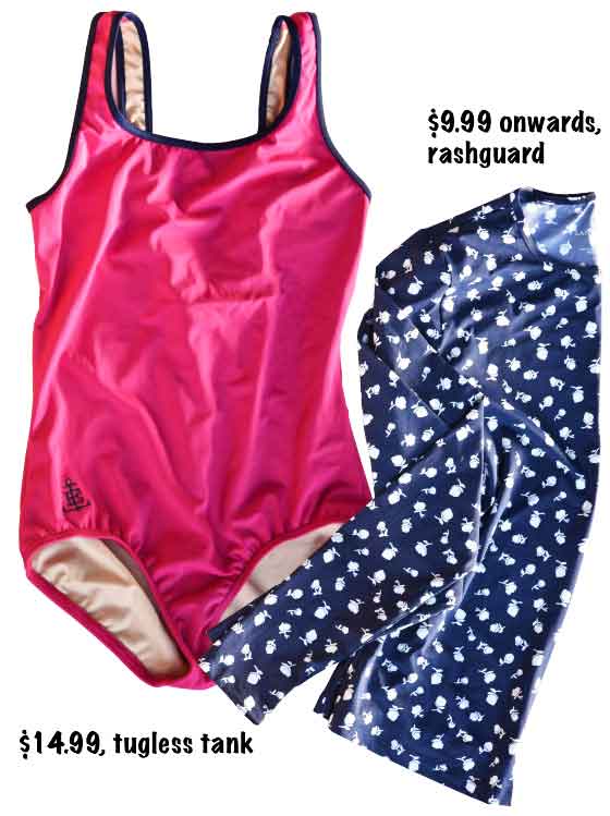 My Landsend Tugless Tank One Piece Swimsuit with matching Rash Guard, Image©gunjanvirk