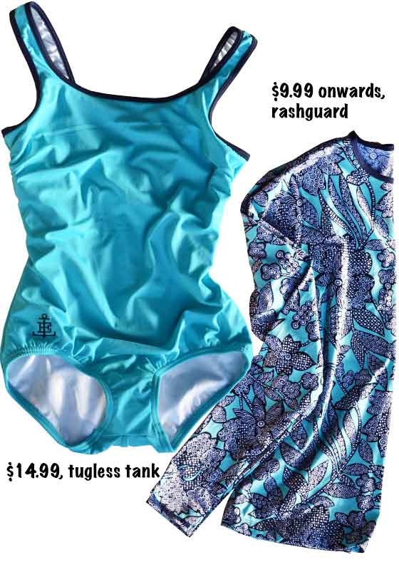Landsend Tugless Tank One Piece Swimsuit with matching Rash Guard, Image©gunjanvirk