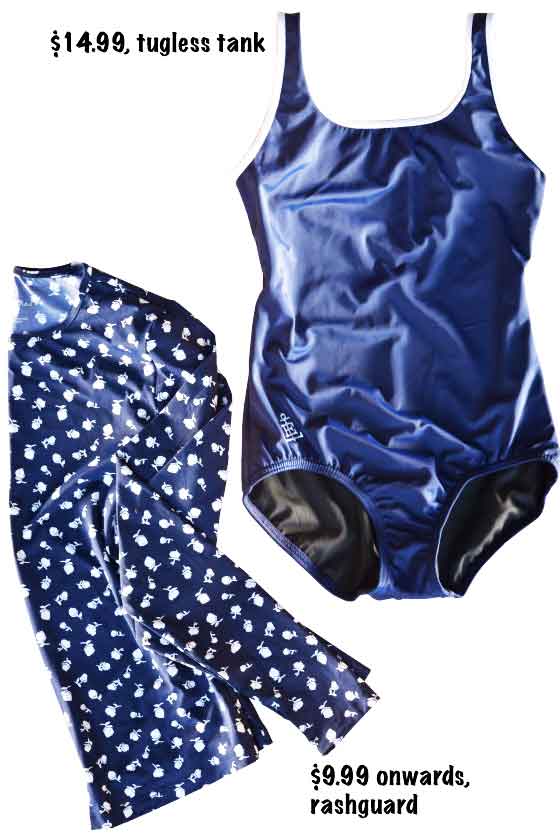My Landsend Tugless Tank One Piece Swimsuit with matching Rash Guard, Image©gunjanvirk