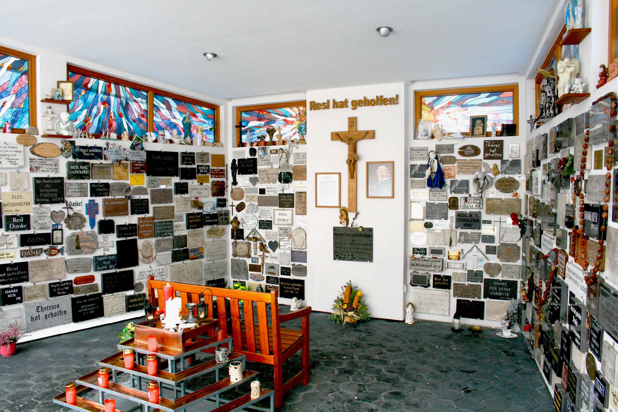 Image©sourcingstyle.com, 'Resl hat geholfen!' means in German that Resl (Saint Therese Neumann) had helped! Konnersreuth, Bavaria, Germany.