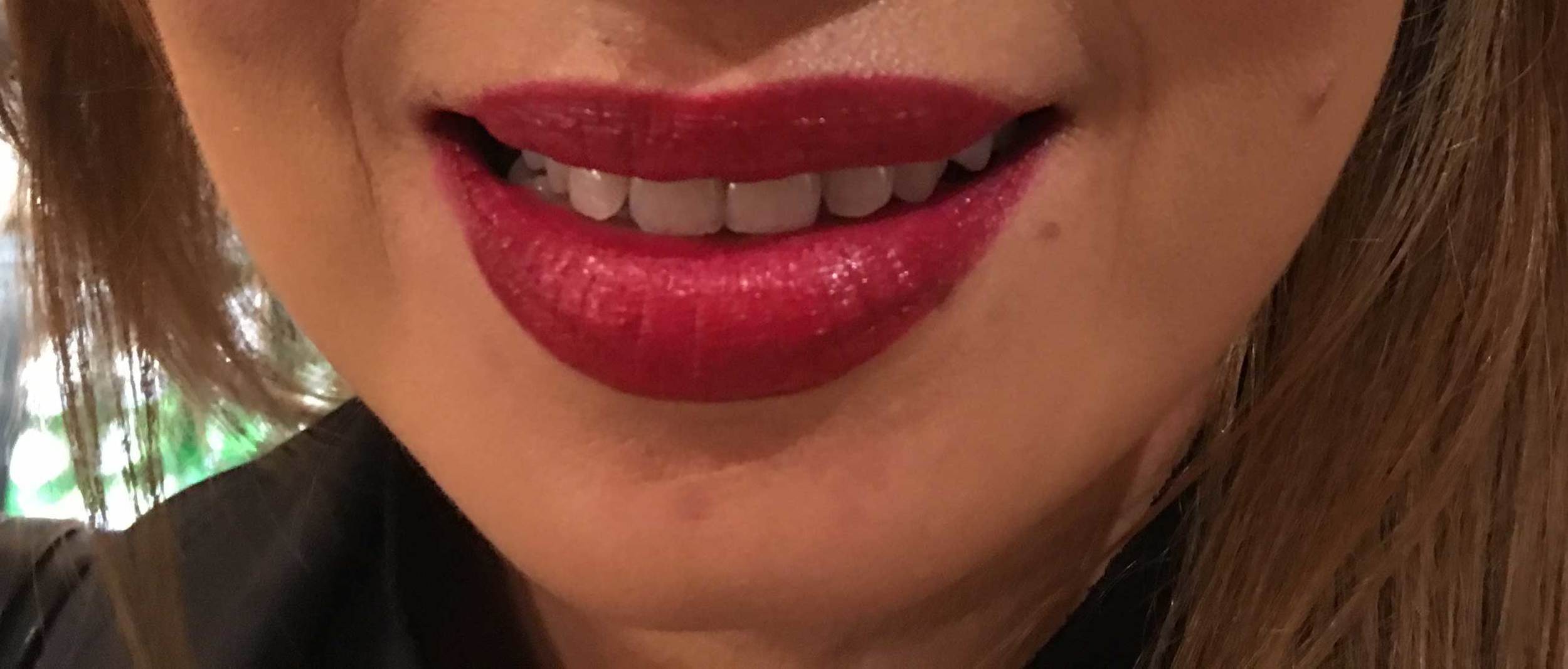 Gucci lips-my friend Karol tries the Gucci Iconic Red 140 Audacious Lipstick. Image©gunjanvirk