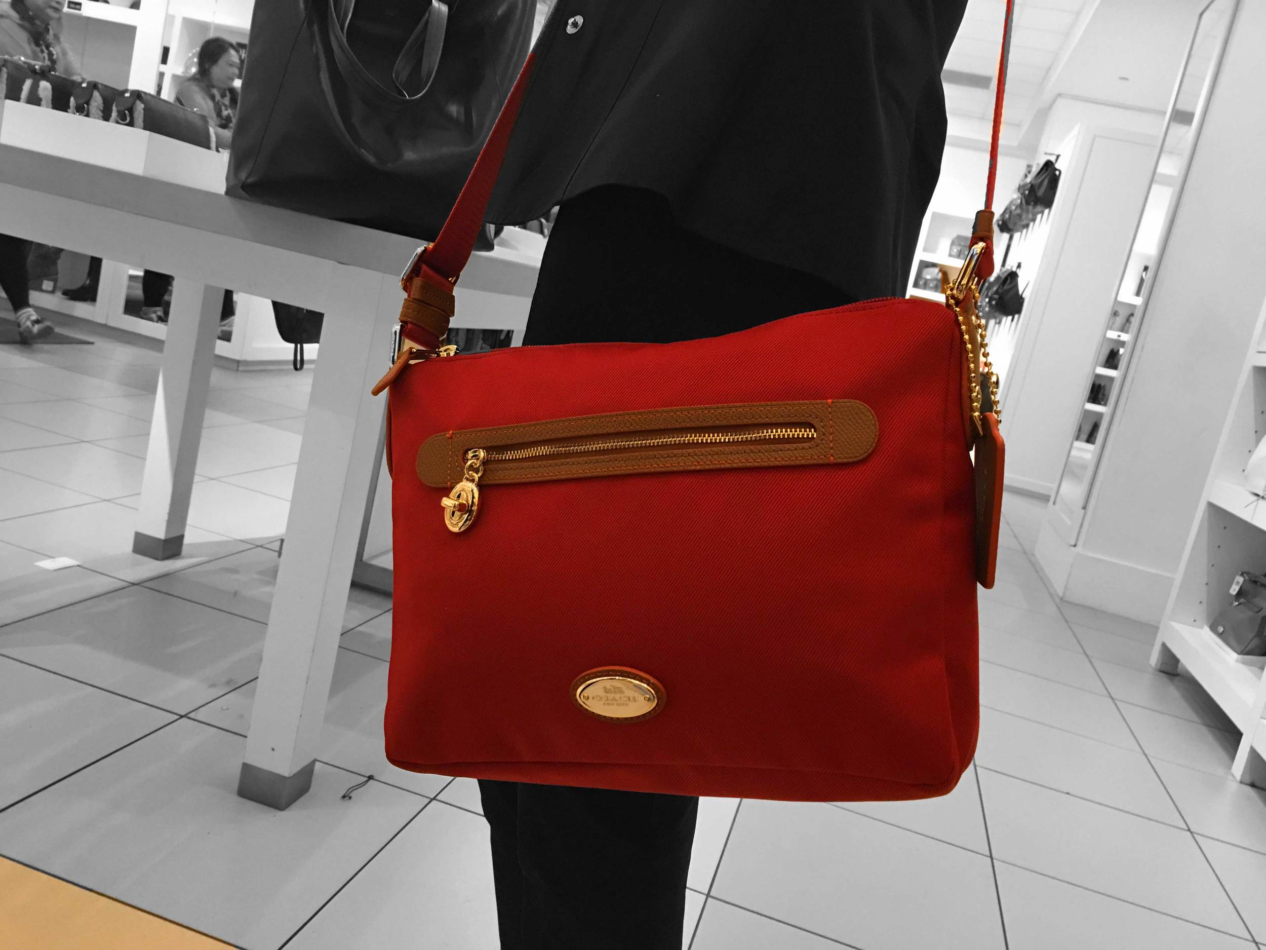 My sister-in-law has babies so this cross body should be convenient and I love the color--it's trending now! Coach Store, Citadel Outlets, LA, CA, USA. Image©gunjanvirk