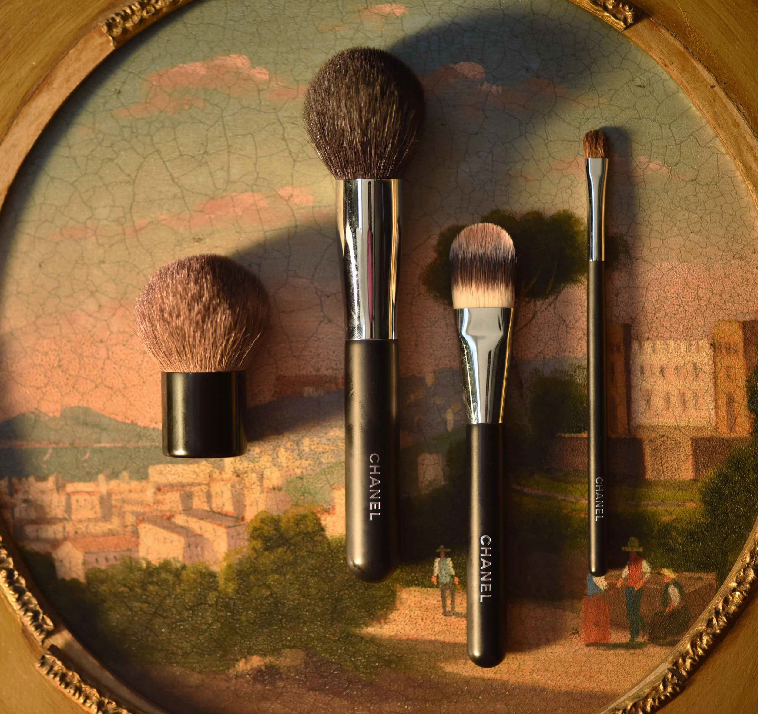 Chanel Travel Touch-up Brush, Chanel Powder Brush no.1, Chanel Foundation Brush no.6, Chanel Small Eye Shadow Brush no.15. Image©gunjanvirk