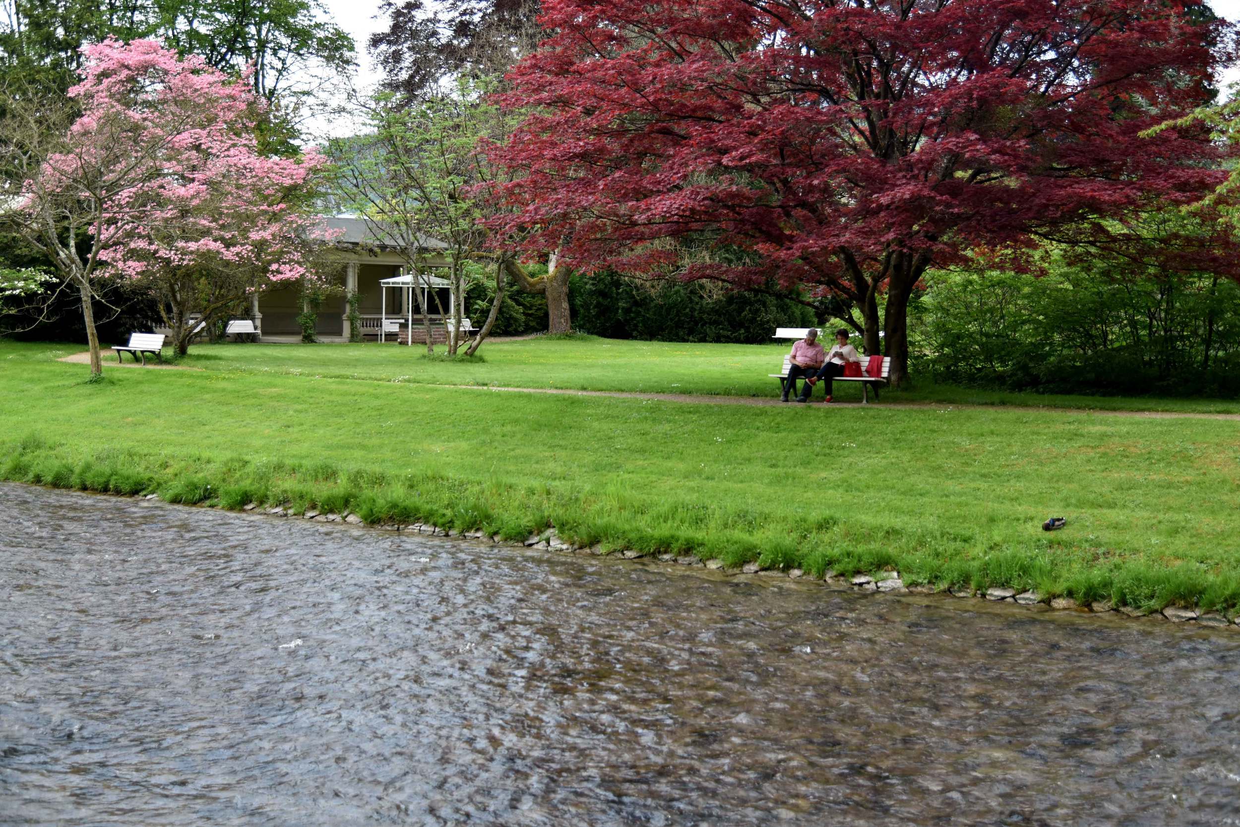 Private garden along the river Oos, Brenners Park Hotel and Spa, Baden Baden, Germany. Image©sourcingstyle.com