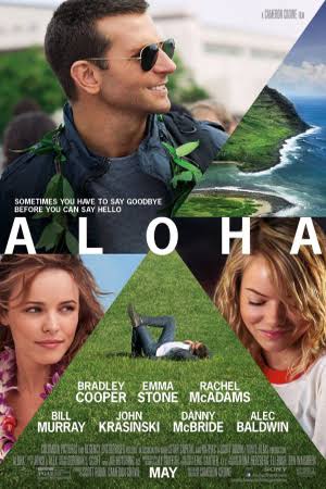 Aloha movie poster, Bradley Cooper, Rachel MacAdams, Emma Stone