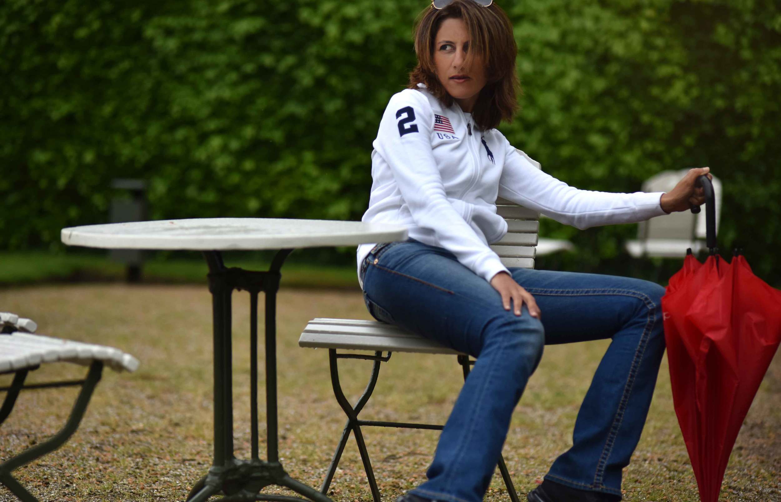 White Ralph Lauren Polo jacket, True Religion jeans, Gönneranlage, historic park, Baden Baden, Germany. Image©sourcingstyle.com