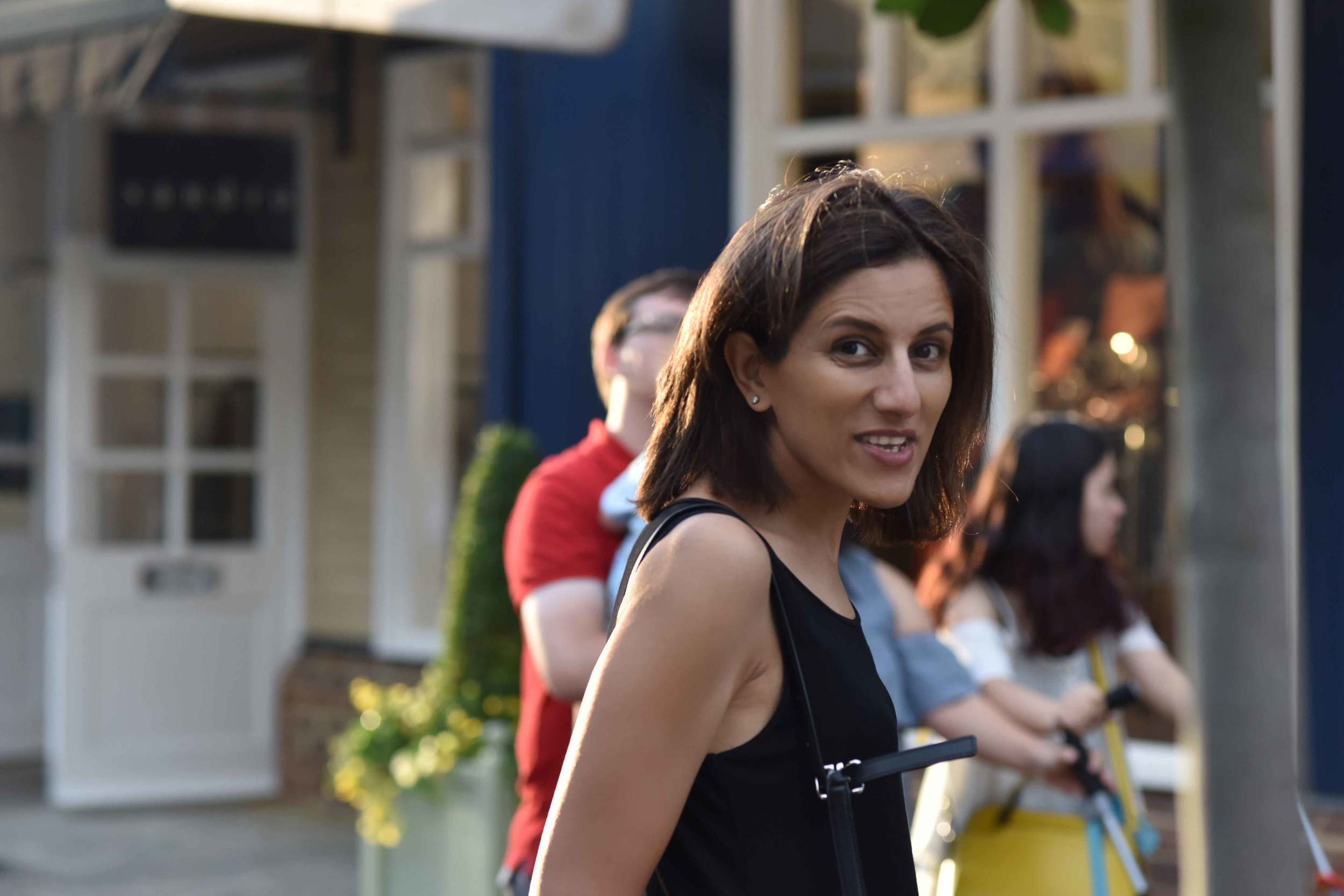 Eileen Fisher jersey tank dress, Bicester village, designer shopping outlet near London, UK. Image©sourcingstyle.com