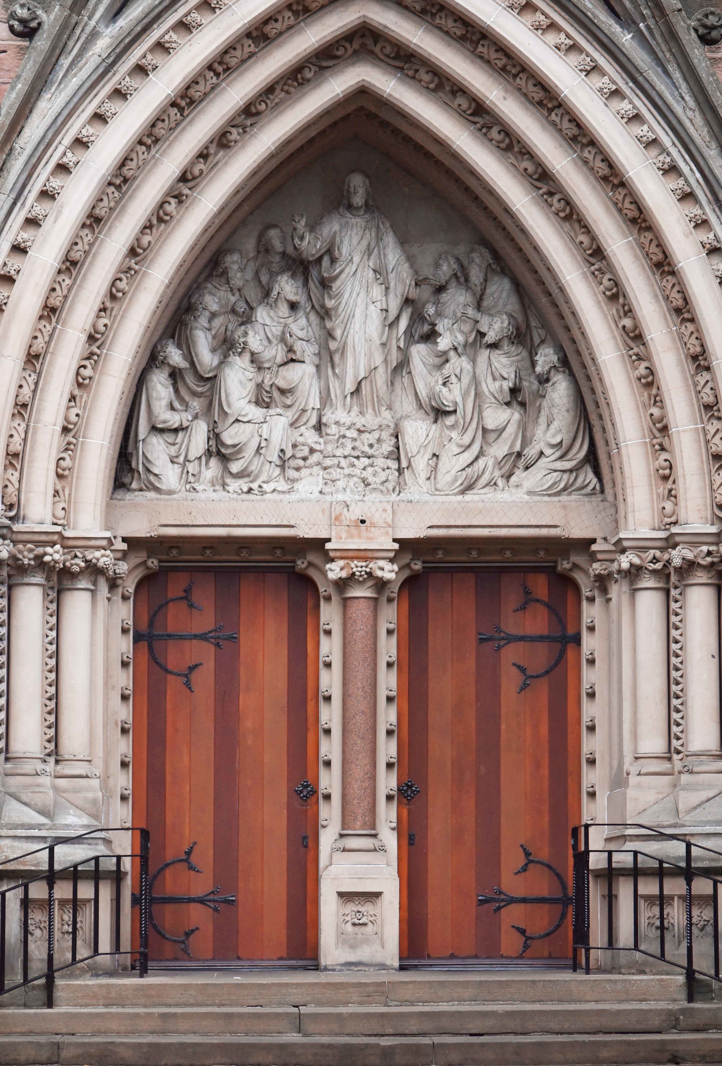 Church in Inverness, beautifully carved church door, Inverness, Scotland. Image©sourcingstyle.com