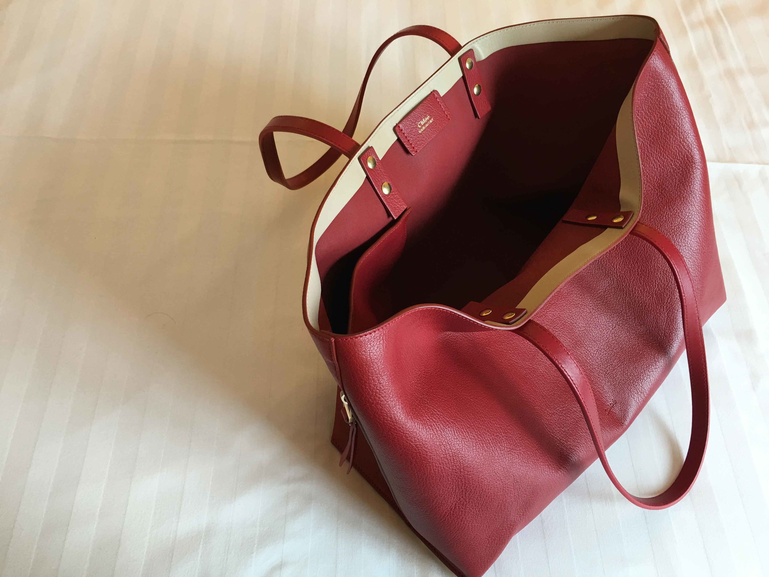 My new Chloe bag, unpacking at Mercure Inverness hotel, Inverness, Scotland. Image©sourcingstyle.com
