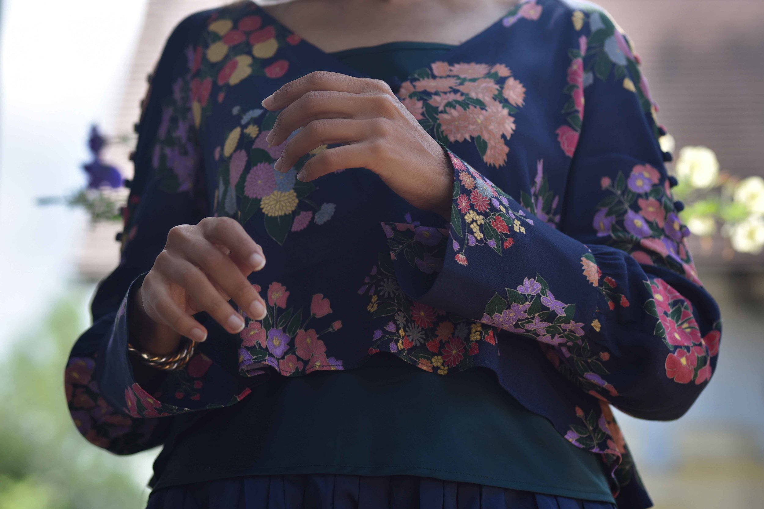 Zara floral top, Talbots silk camisole. Image©sourcingstyle.com