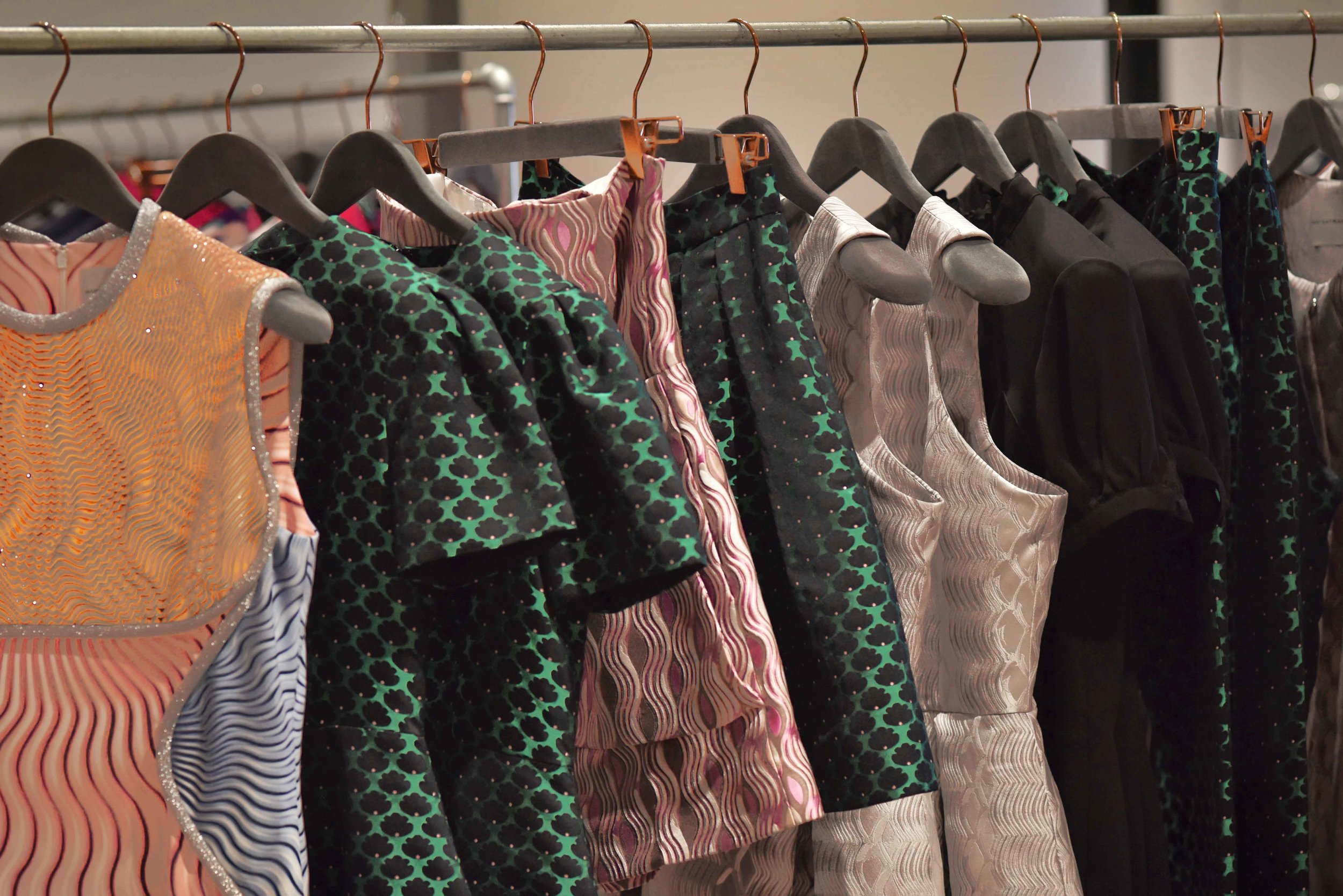 Evening dresses, Selfridges, London, U.K. Image©sourcingstyle.com
