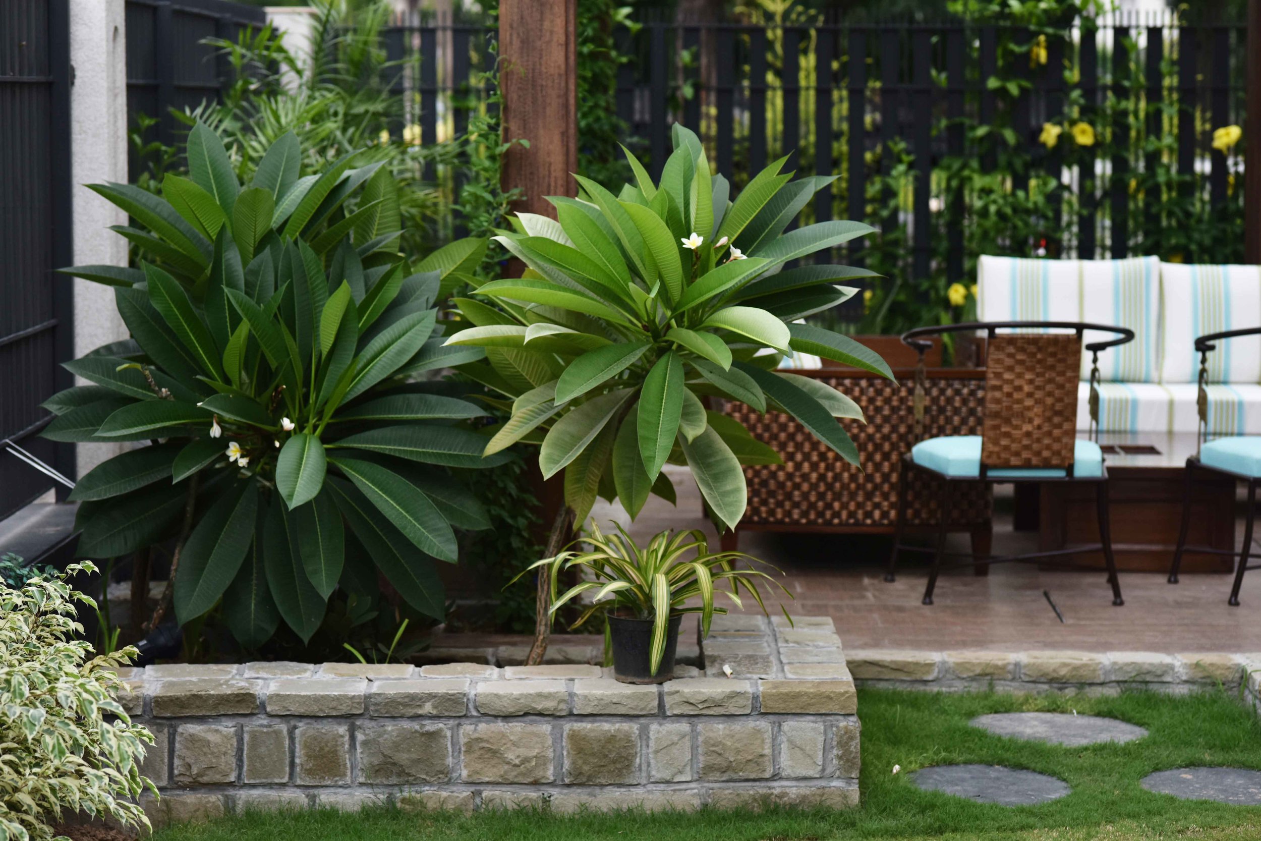 Landscape design by Geeta Singh, outside sitting area. Image©sourcingstyle.com