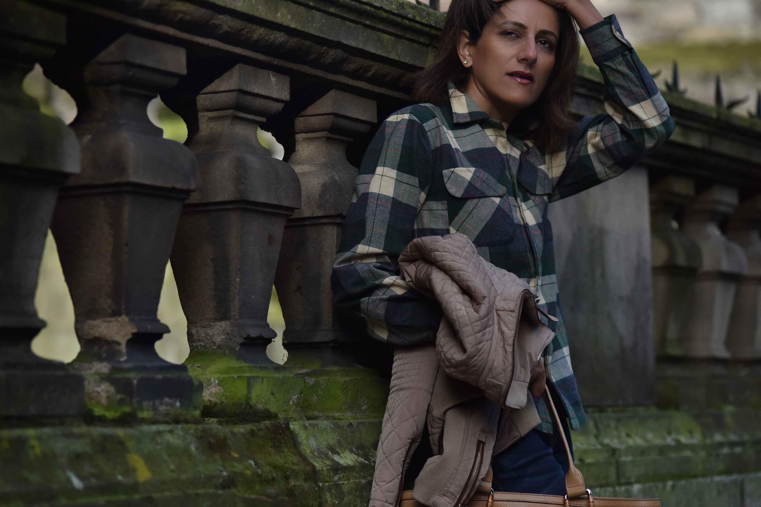 Ralph Lauren check shirt, Zara quilted jacket, True Religion jeans, Edinburgh, Scotland. Image©sourcingstyle.com