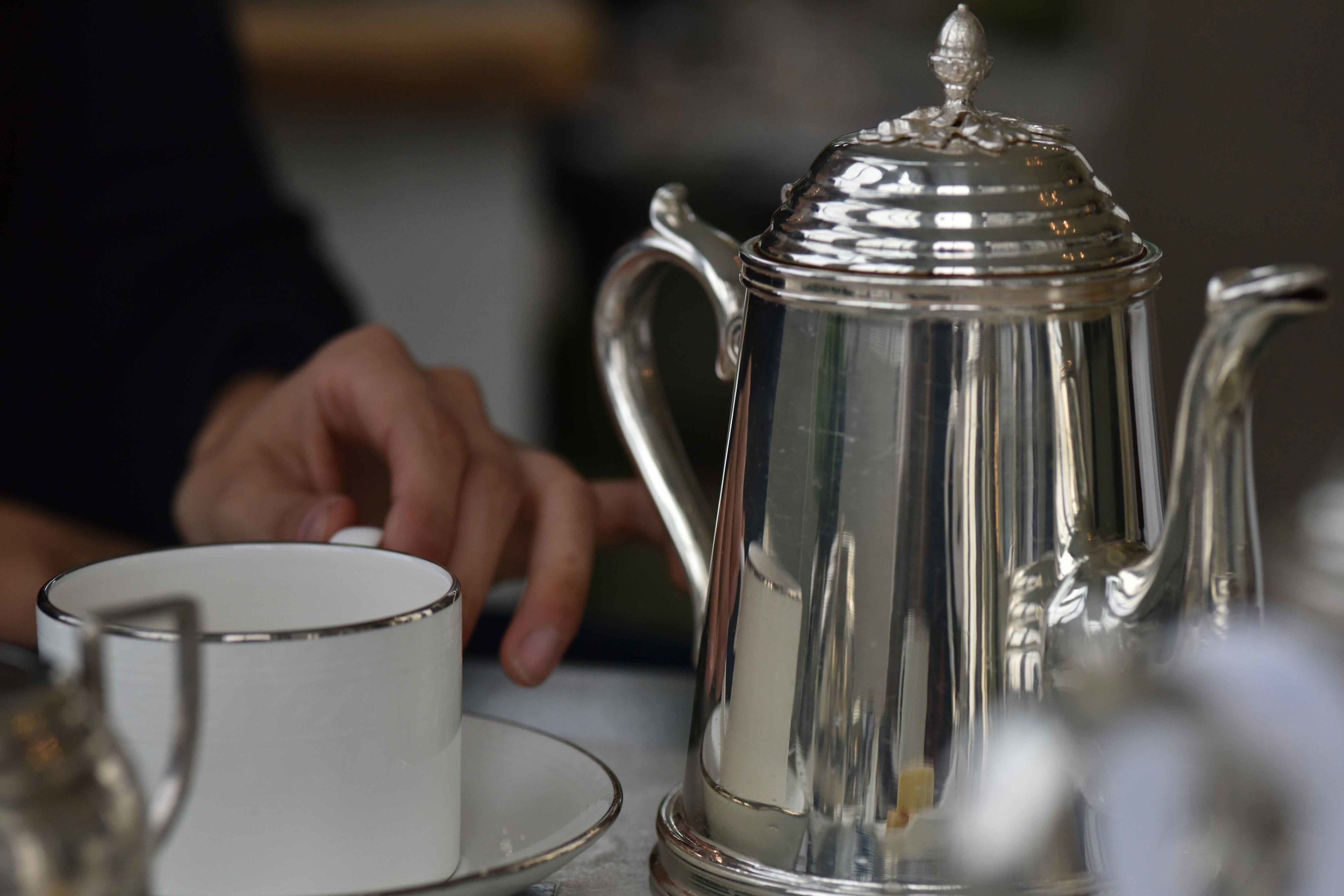 High tea, afternoon tea, Coworth Park hotel and spa, Dorchester Collection, Ascot, UK. Image©sourcingstyle.com