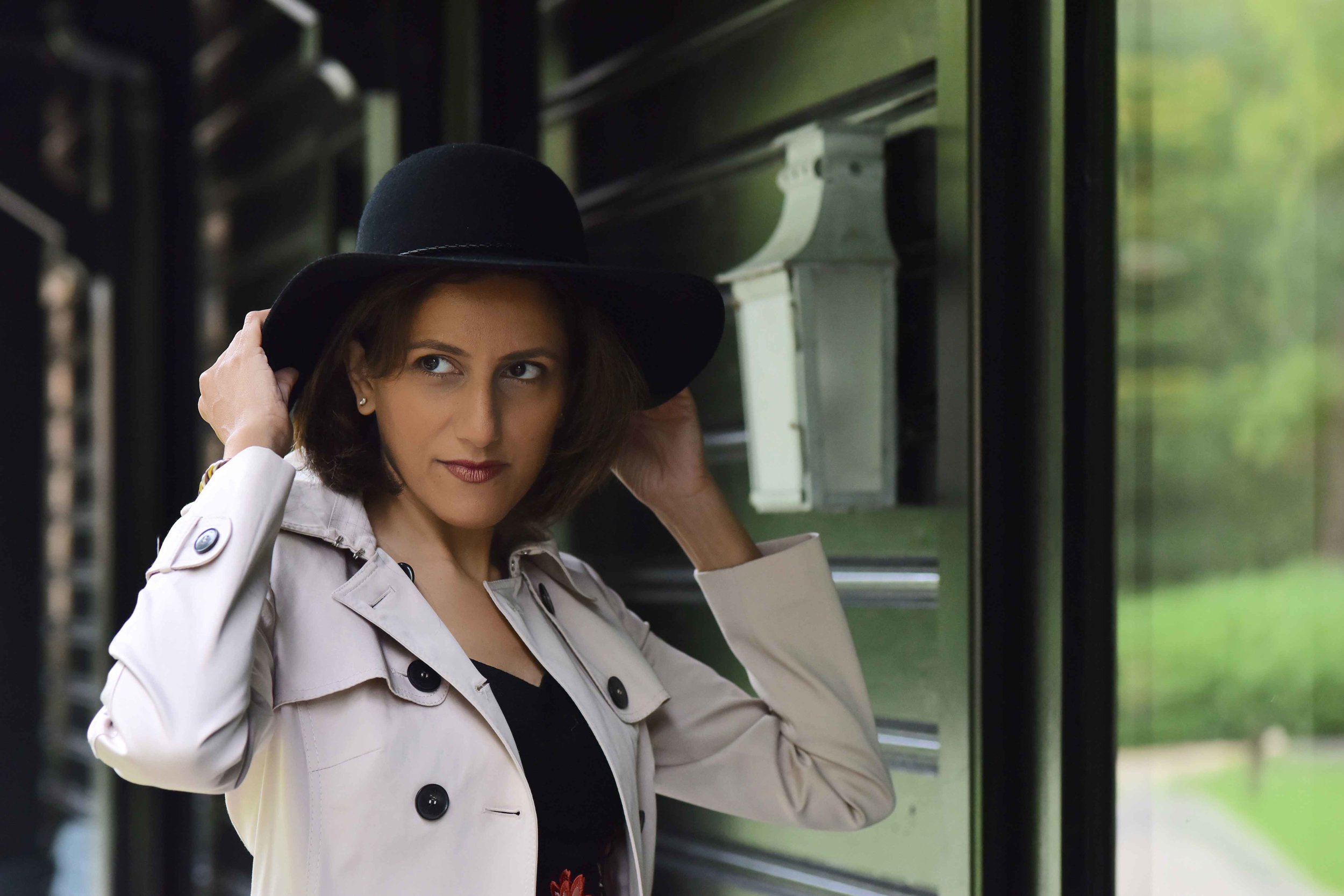 Karen Millen trench coat, Coworth Park hotel and spa, Dorchester Collection, Ascot, UK. Image©sourcingstyle.com