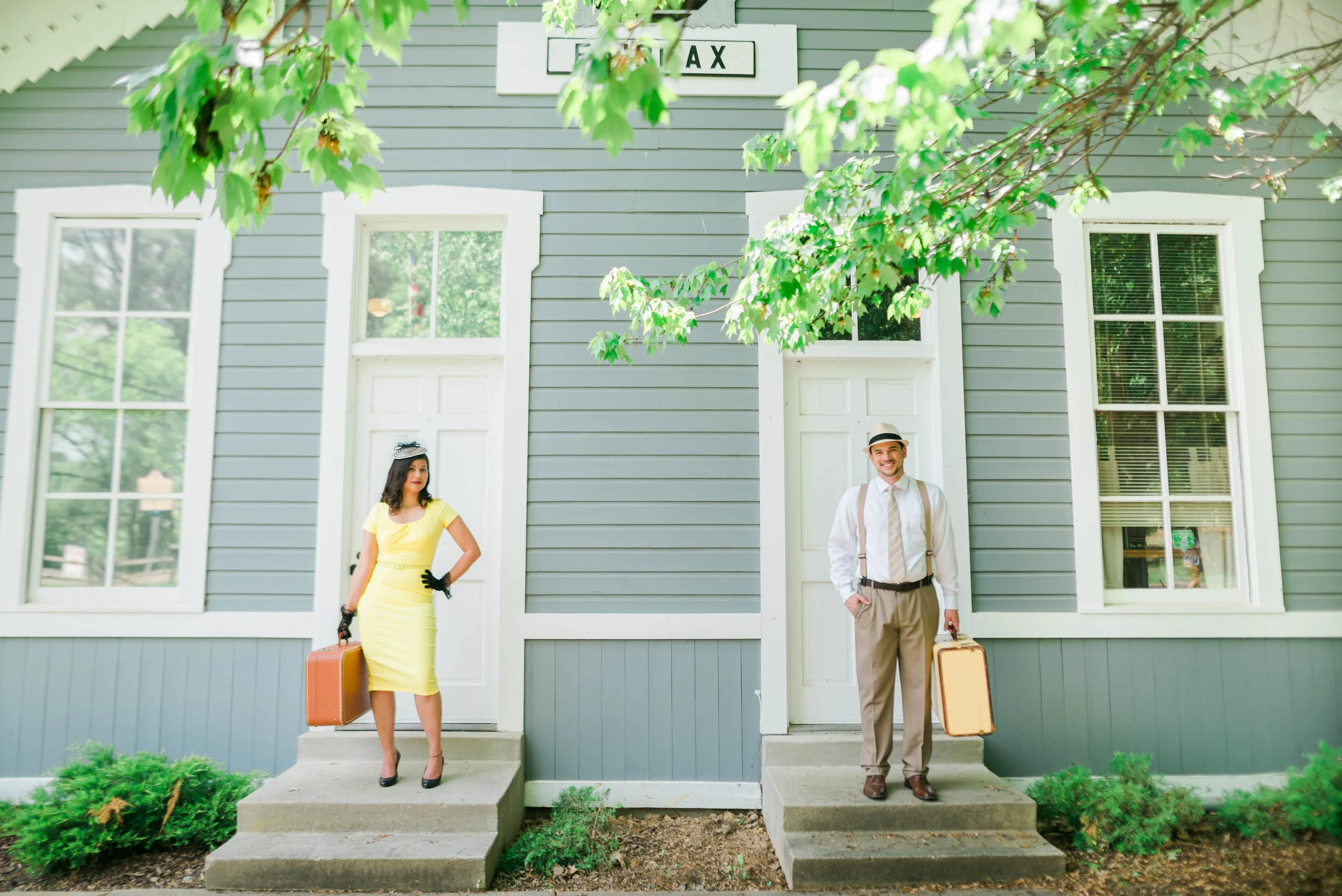 A vintage themed Engagement Session | Fairfax Station Railroad Museum Engagement Photography: Jay + David