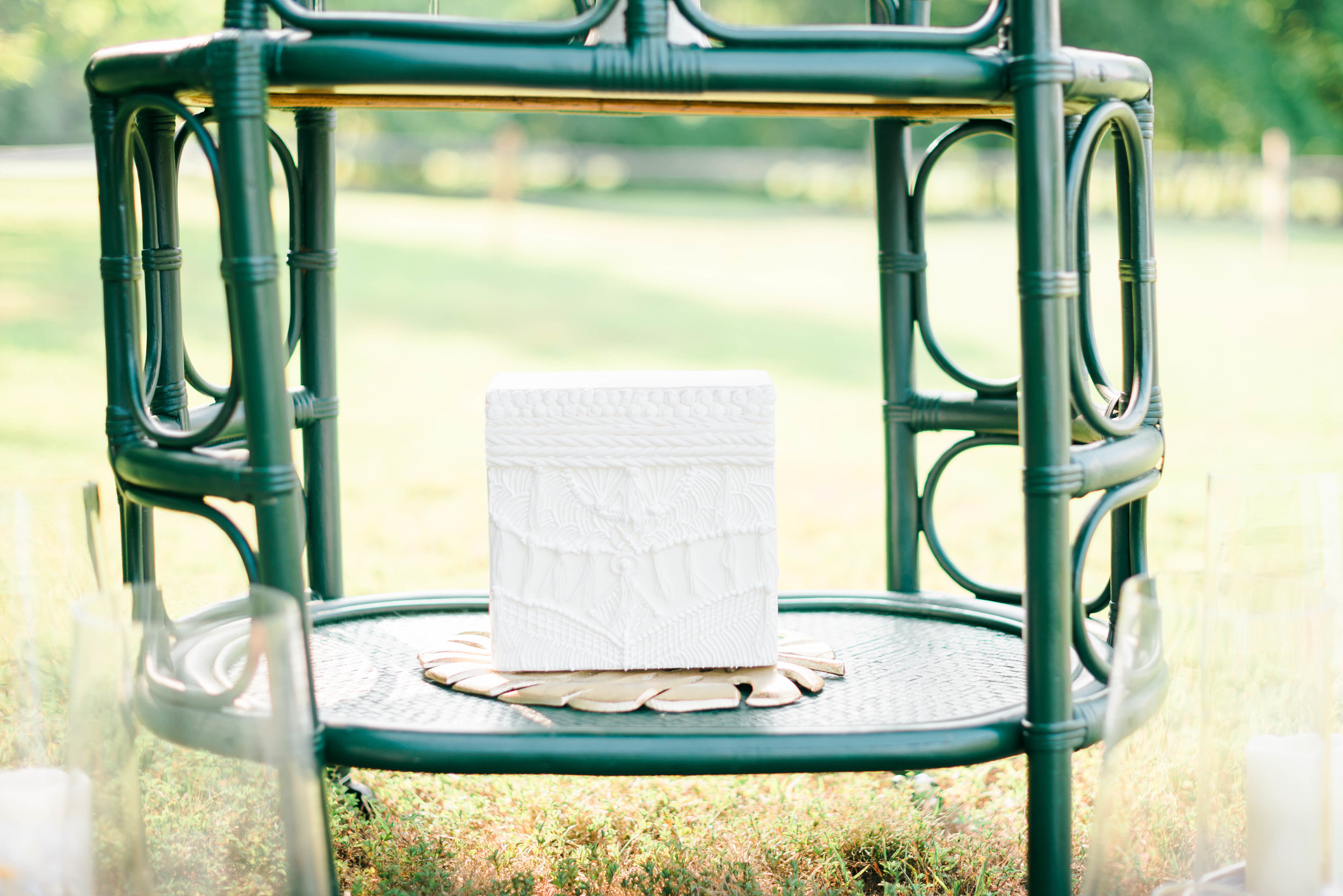 southern-maryland-tropical-wedding-rattan-bar-cart-palm-leaf-cake-sprinklewithkindness