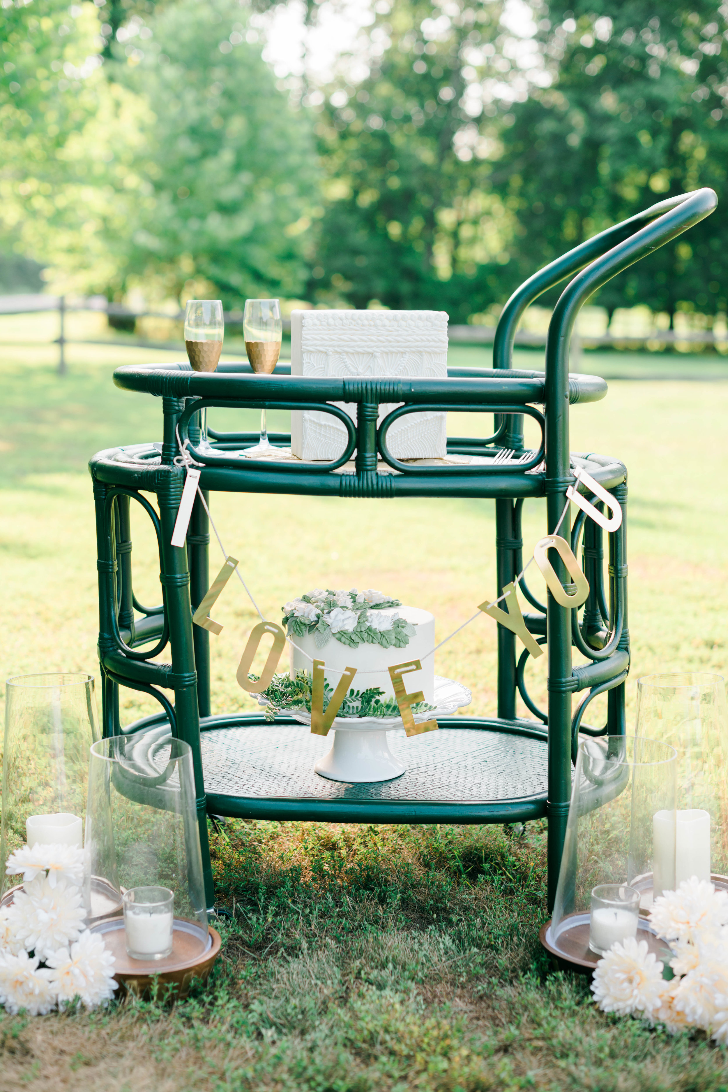southern-maryland-tropical-wedding-rattan-bar-cart-palm-leaf-cake-sprinklewithkindness