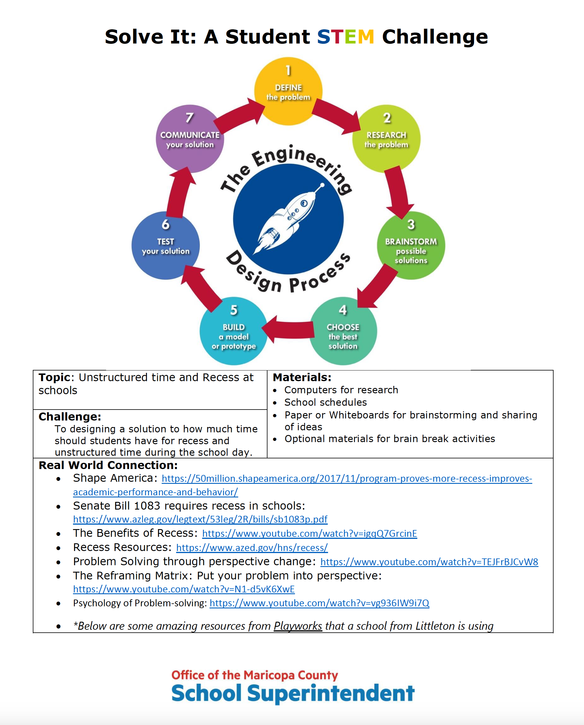 Solve It: Unstructured Time and Recess at Schools — Office of Maricopa ...