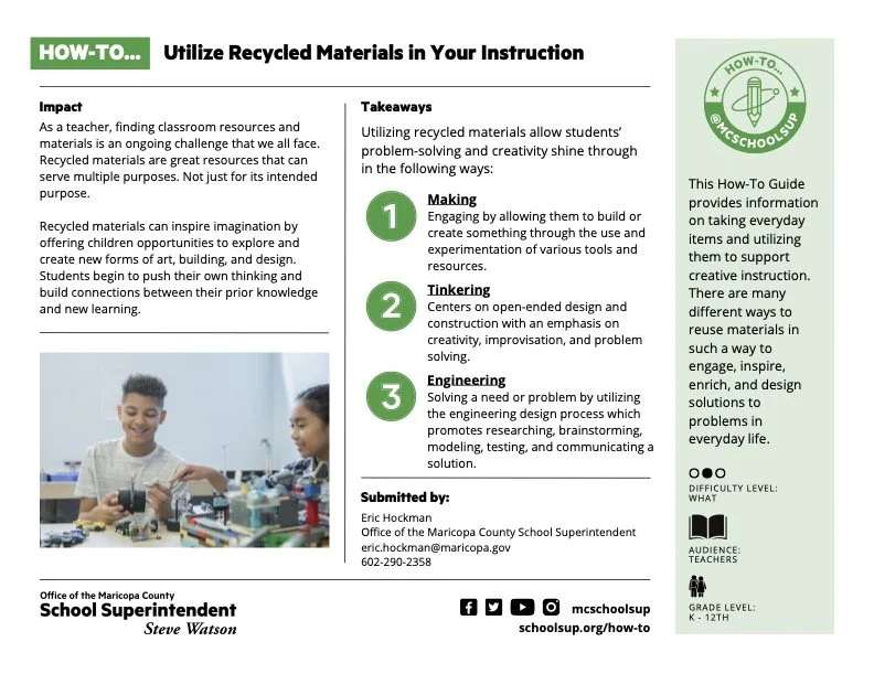 How To: Utilize Recycled Materials in Your Instruction — Office of 