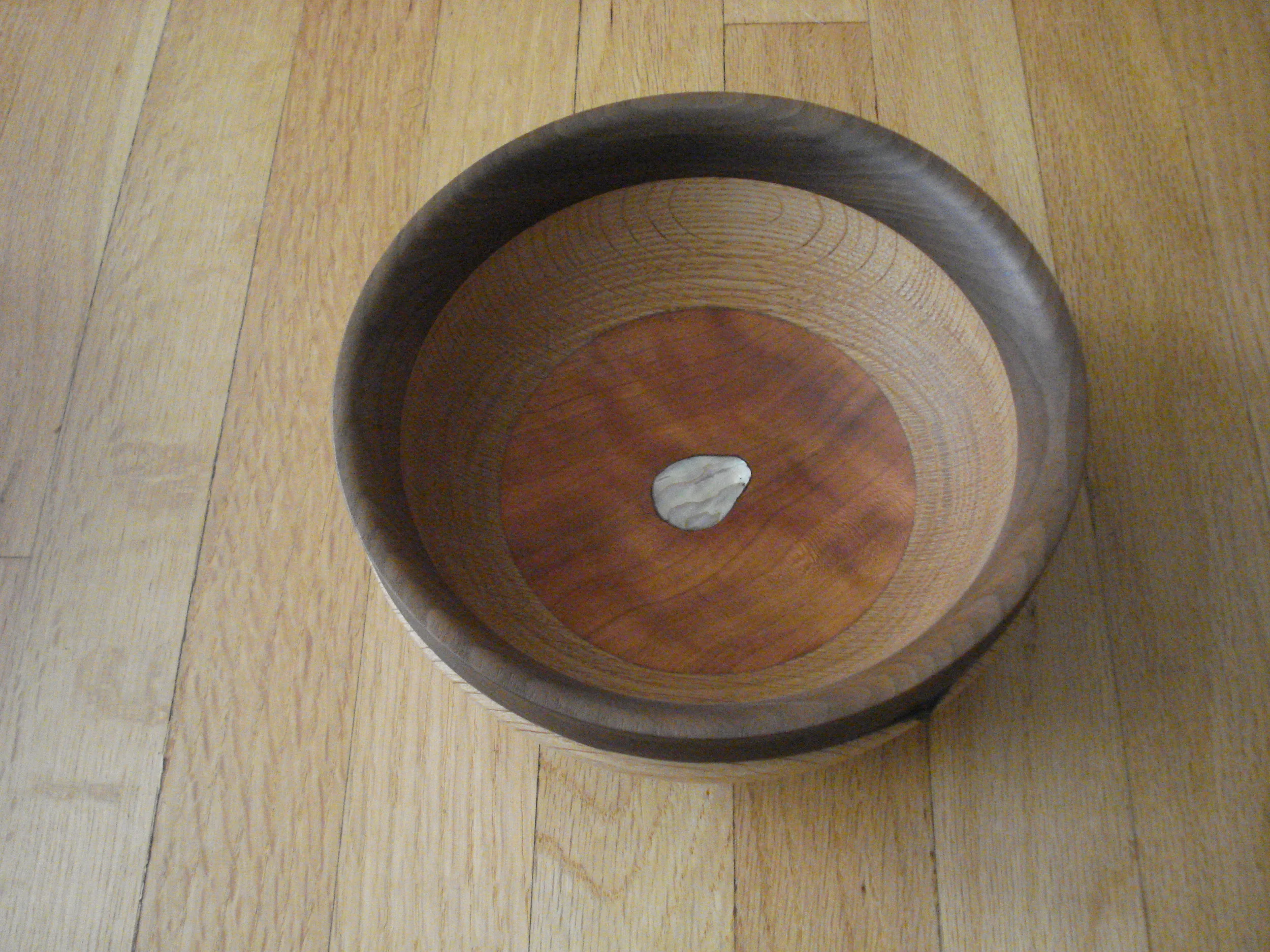  Wood bowl - Cherry, Oak,&nbsp;Walnut and Abalone, 6w X 4"h 
