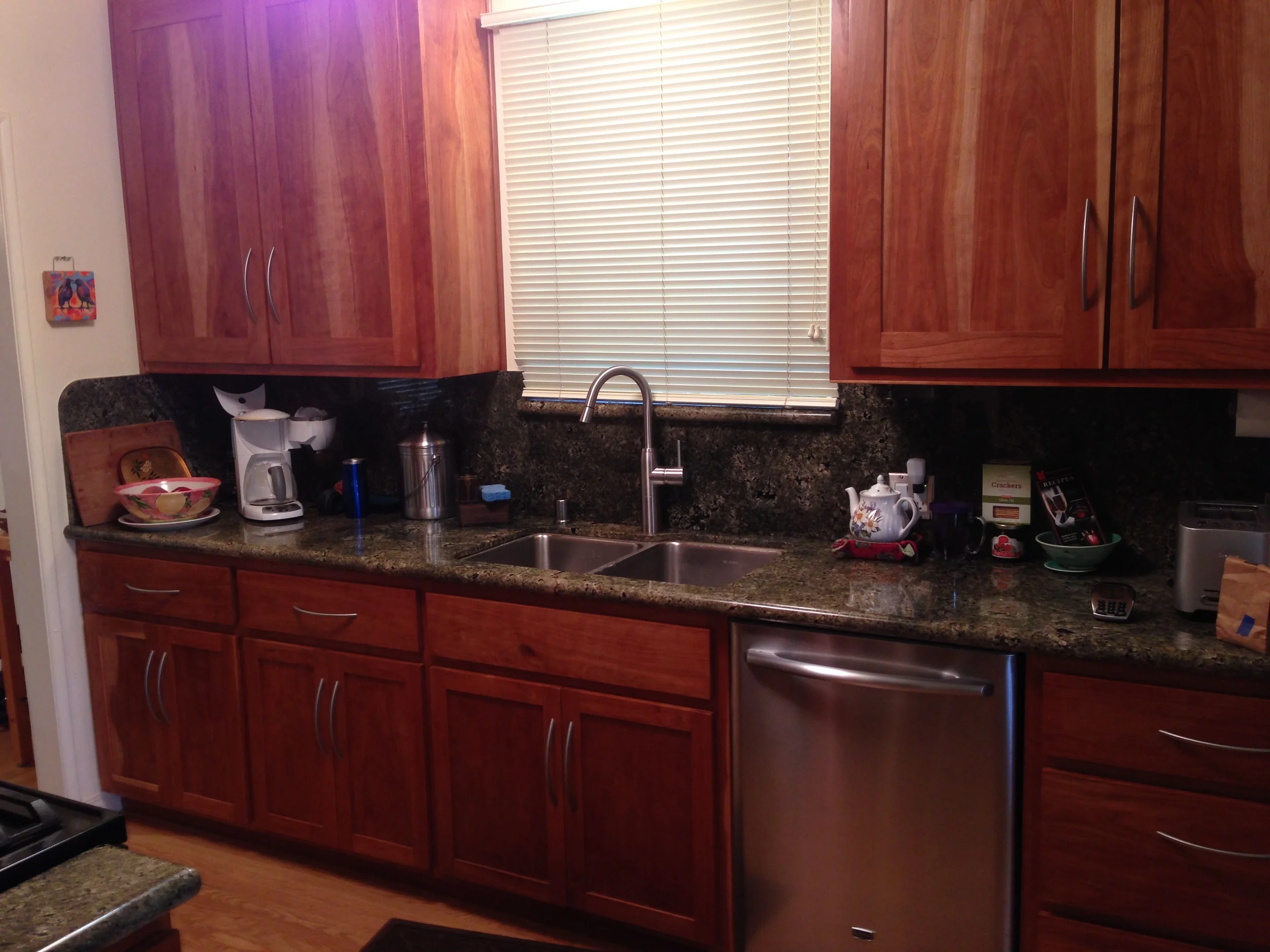  Kitchen Counter Cabinet - Cherry, 24w&nbsp;X 134l&nbsp;X 36"h&nbsp;  Kitchen Wall Cabinets - Cherry, 12w X 45l X 46"h 