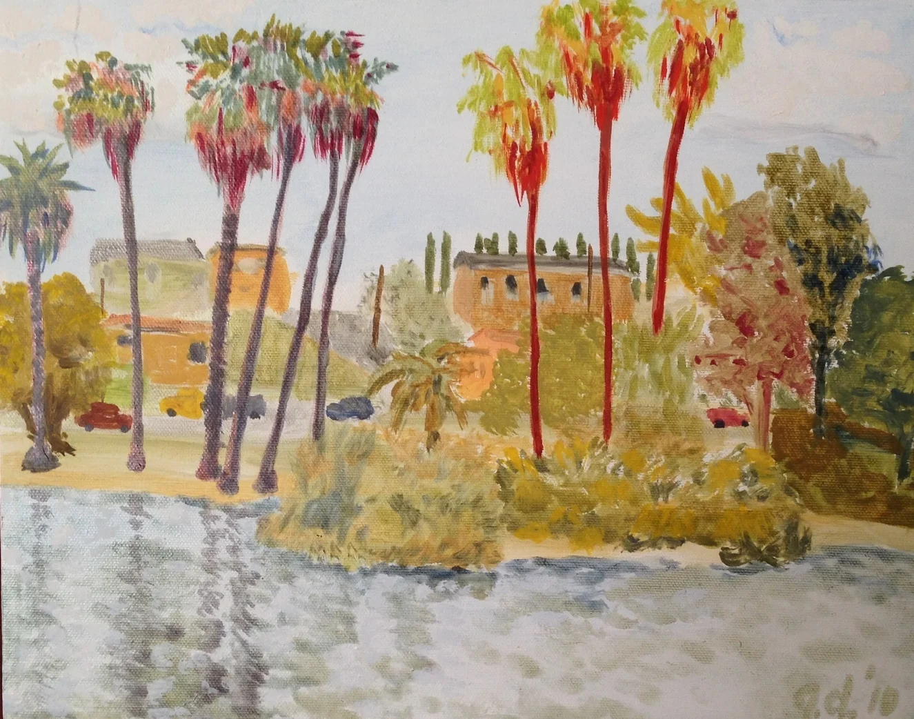  Echo Park, Los Angeles -&nbsp;Oil on canvas, 11X14" 