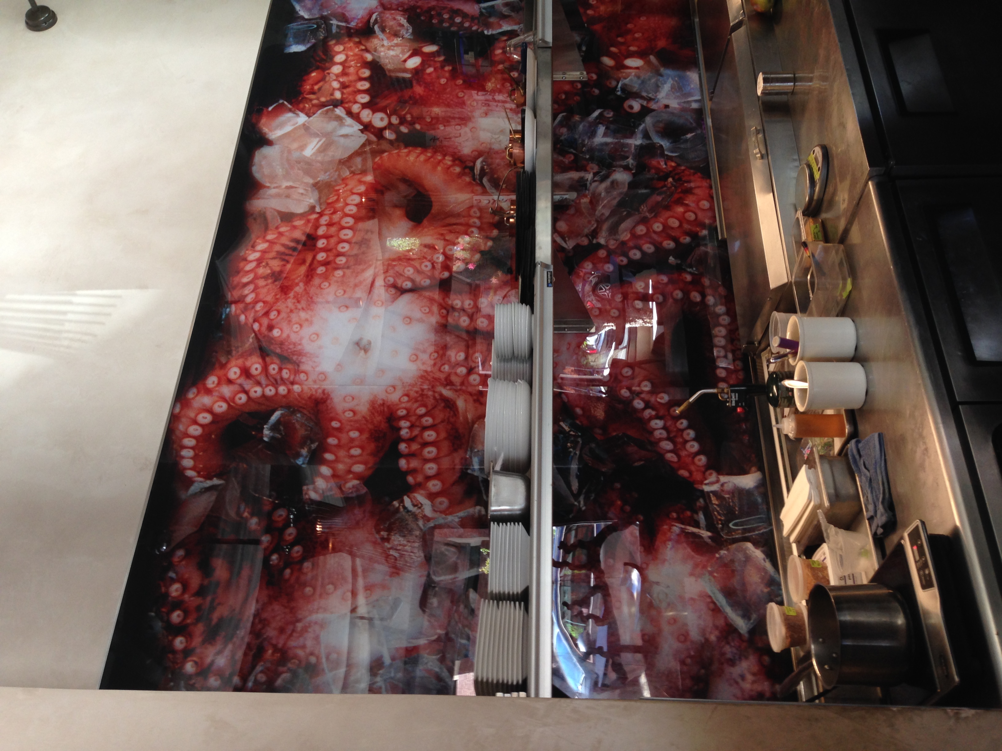 octopus photo on the wall at Morimoto