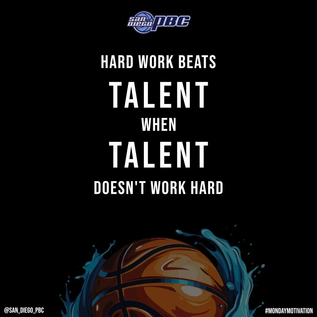 Hard work is a choice. Talent is a gift. What separates players is what they do when no one is watching. 💪
Keep showing up. Keep competing. Keep working. 
#MondayMotivation #PBCFamily #SanDiegoPBC #PBCPride #YouthBasketball #HardWork #BasketballMind