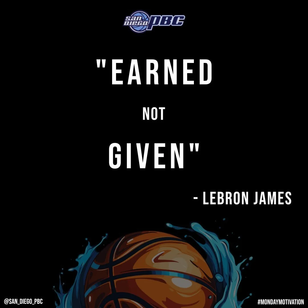 &ldquo;Greatness is earned, not given.&rdquo; &mdash; LeBron James 🐐
Nothing is handed to you in this game. You earn it with reps, discipline, and showing up every day. Let&rsquo;s get to work. 💪🏀

#MotivationMonday
#SanDiegoPBC
#PBCFamily
#Earned