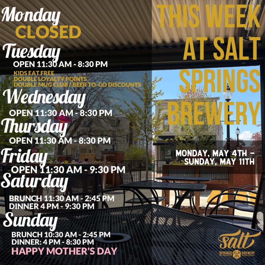 Get ready for a stunning week under the pergola at Salt Springs Brewery! 🌞🍻 Join us for great vibes and exciting events all week long. Check out our calendar!

 #SaltSpringsBrewery #PergolaVibes #BeerLovers #WeeklyEvents