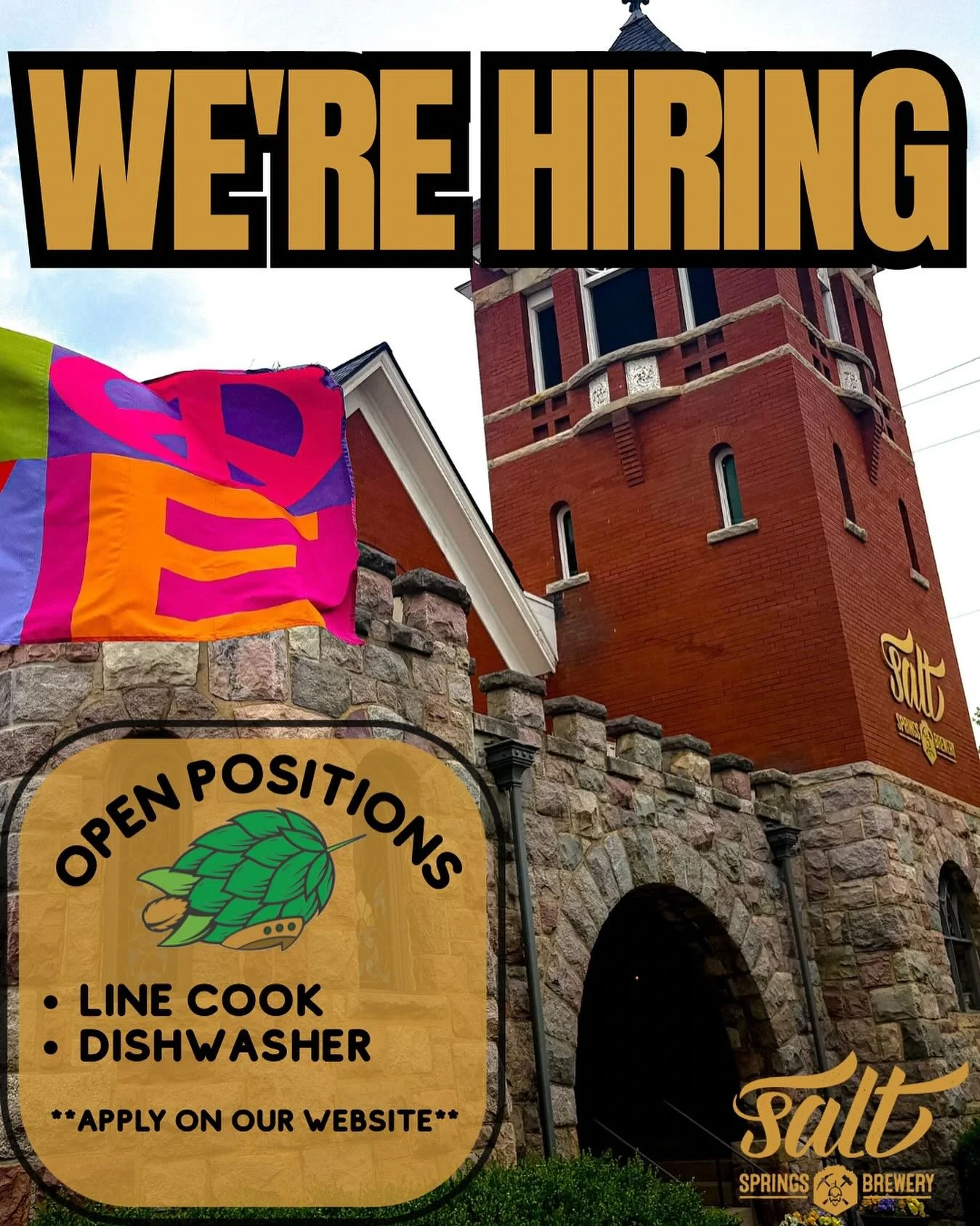 Join the Salt Springs Brewery crew! We&rsquo;re hiring Line Cooks and Dishwashers. Bring your passion to our iconic spot&mdash;apply now on our website! #Hiring #SaltSpringsBrewery #JoinOurTeam #CraftBeerJobs