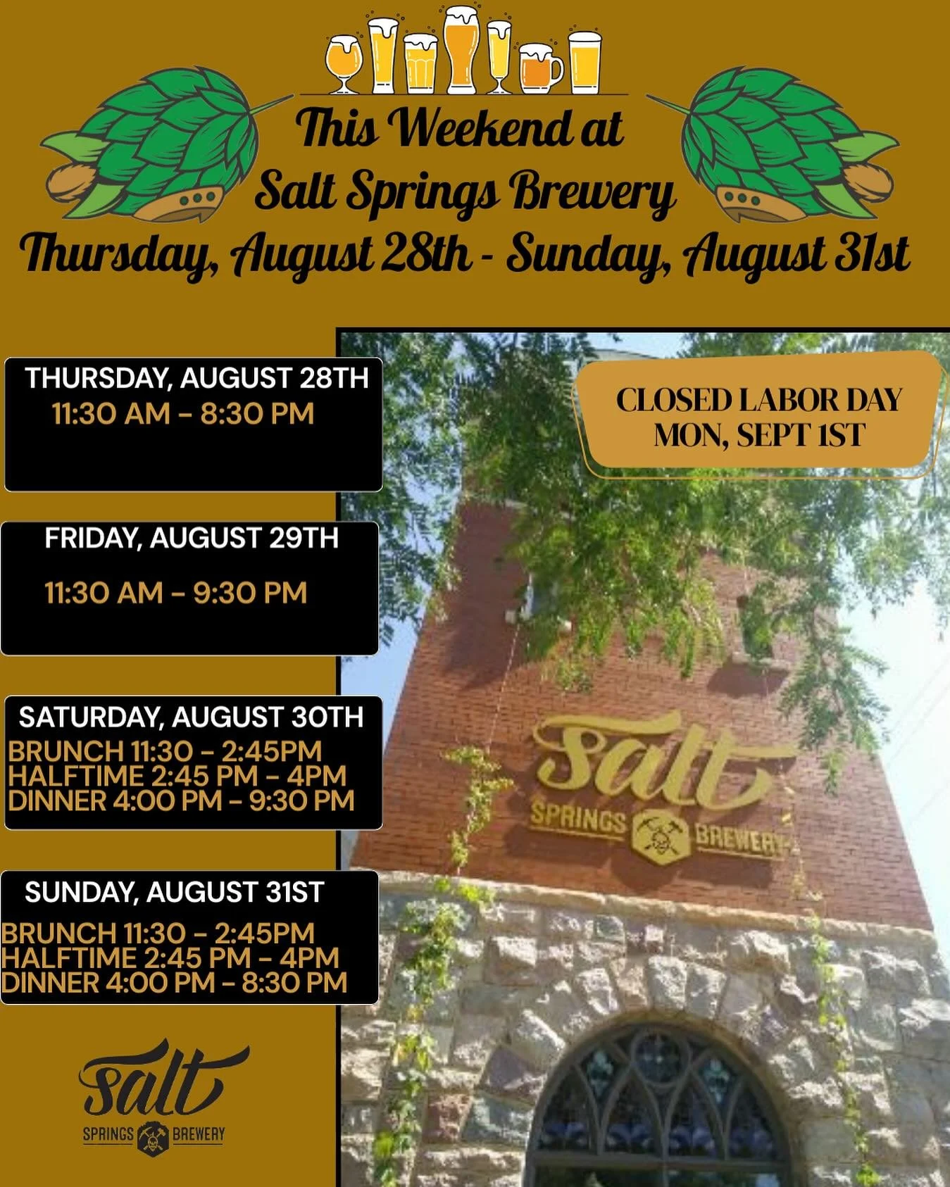 This weekend at Salt Springs Brewery! 🥳🥳